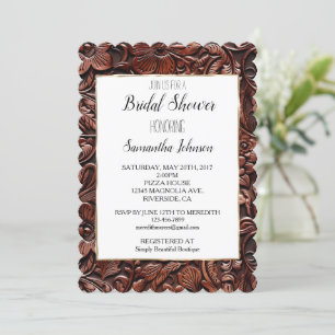 Brown Western Flowers Bridal Shower Invitation