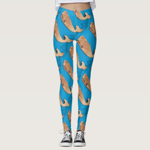 brown whales blue leggings