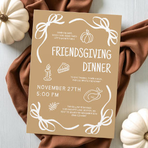 Brown Whimsical Hand Drawn Friendsgiving Dinner Invitation