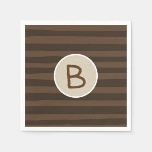 Brown Whimsical Stripes Rustic Modern Minimal Napkin