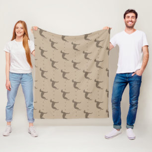 Brown Whippet Dog Pattern Soft Fleece Blanket