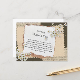 Brown White Aesthetic Scrapbook Mother's Day Thank Postcard