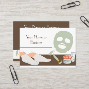 Brown, White and Mint Green Spa or Salon  Business Card