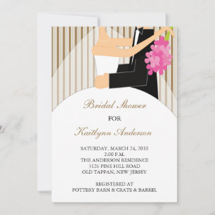 Brown & White Bride Bridal Shower Invitation