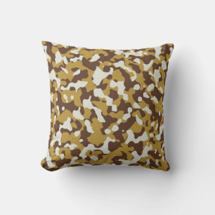 Brown White Camouflage Pillow