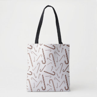 Brown & White Candy Cane Pattern Tote Bag