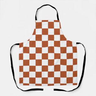 Brown White Chequered Check Pattern Apron