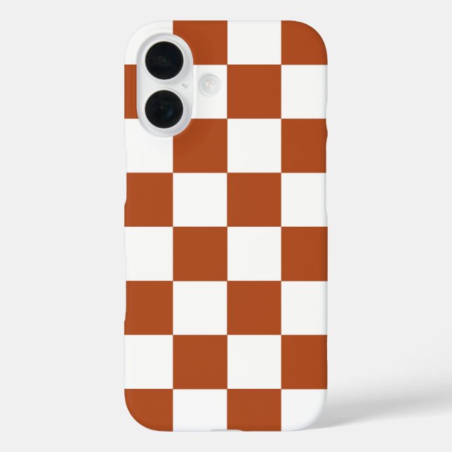 Brown White Chequered Check Pattern Case-Mate iPhone Case (Back)