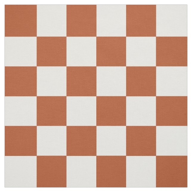 Brown White Chequered Check Pattern Fabric (Swatch)