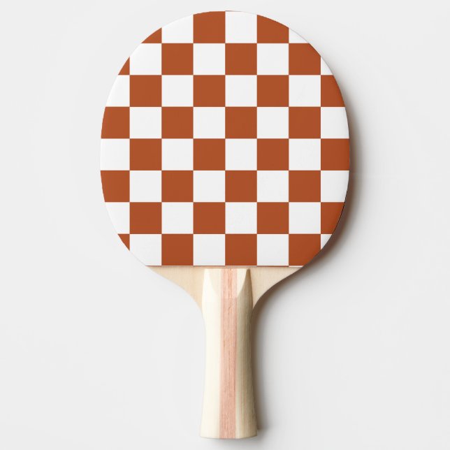 Brown White Chequered Check Pattern Ping Pong Paddle (Front)