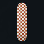 Brown White Chequered Check Pattern Skateboard<br><div class="desc">Brown and White Check Chequered Geometric Squares Pattern Design</div>