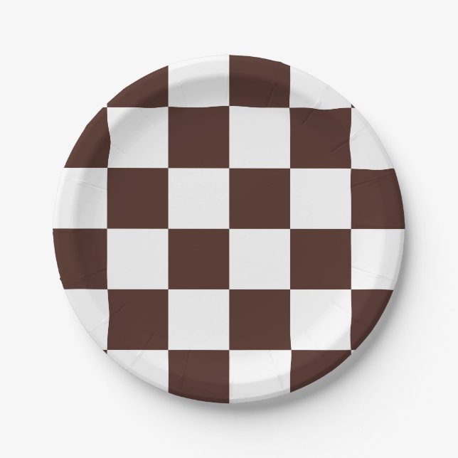Brown/White Chequered Paper Plate (Front)