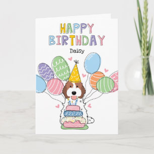Brown White Cockapoo Cavapoo Dog Happy Birthday Card