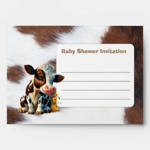 Brown White Cow Baby Shower Invitation  Envelope