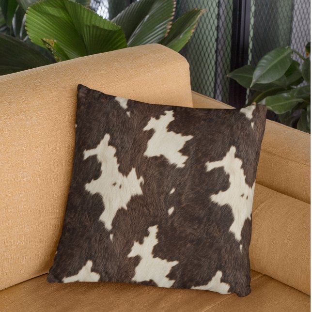 Brown White Cow Faux Fur Spots Skin  Cushion (Creator Uploaded)