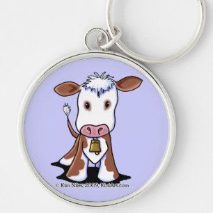 Brown & White Cow Key Ring