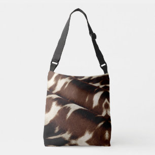 Brown ,white cow print cross body bag