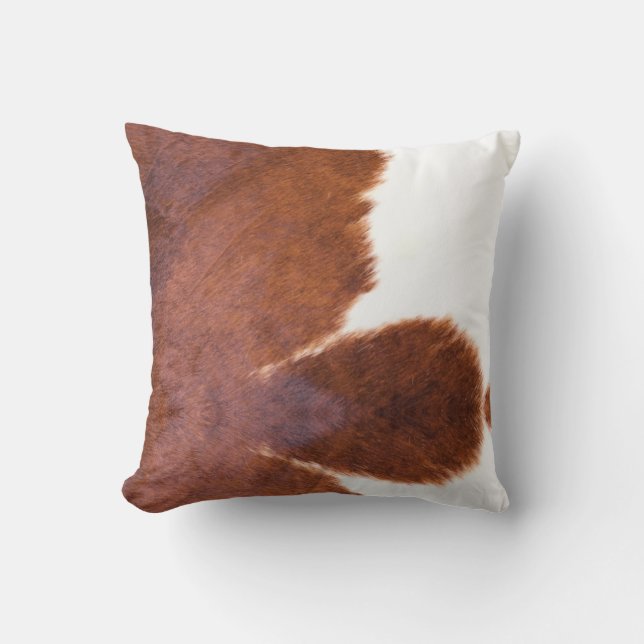 Brown,White, Cow Print Cushion (Front)