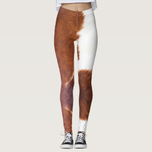 Brown,white, Cow Print Leggings