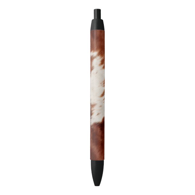 Brown White Cowhide Black Ink Pen (Front Vertical)