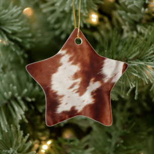 Brown White Cowhide Ceramic Tree Decoration