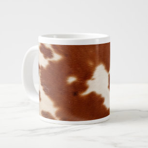 Brown White Cowhide Large Coffee Mug