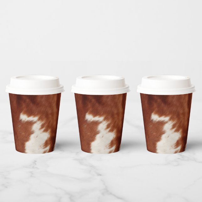 Brown White Cowhide Paper Cups (Multi)