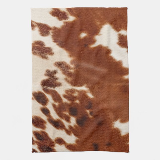 Brown White Cowhide Tea Towel (Vertical)