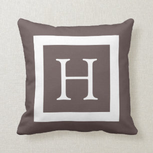 Brown White Custom Monogram Cushion