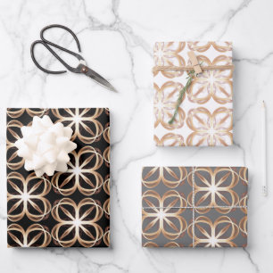 Brown White Design Customisable Background  Wrapping Paper Sheet