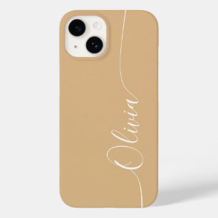 Brown White Elegant Calligraphy Script Name Case-Mate iPhone 14 Case