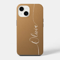 Brown White Elegant Calligraphy Script Name