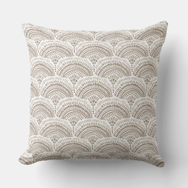 Brown white ethnic African traditional pattern Cushion (Front)
