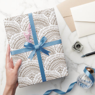 Brown white ethnic African traditional pattern Wrapping Paper