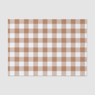 BROWN & WHITE FALL GINGHAM PLAID PATTERN TISSUE PAPER