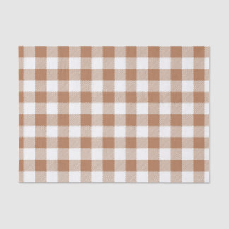 BROWN & WHITE FALL GINGHAM PLAID PATTERN TISSUE PAPER