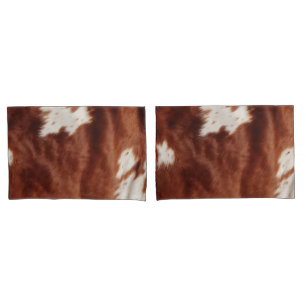 Brown White Faux Cowhide Pillowcase