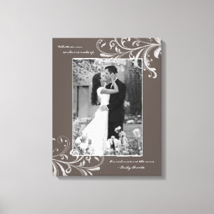 Brown White Floral Portrait Photo Template Picture Canvas Print