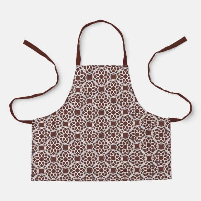 Brown White Geometric Seamless Pattern Apron (Front)
