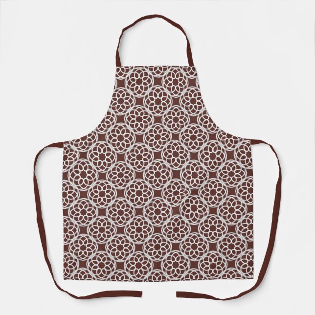 Brown White Geometric Seamless Pattern Apron (Front)