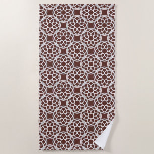 Brown White Geometric Seamless Pattern Beach Towel