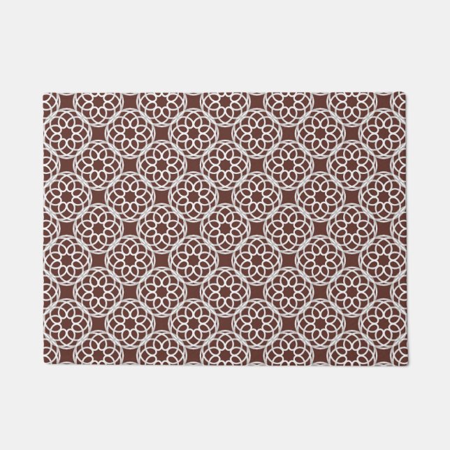 Brown White Geometric Seamless Pattern Doormat (Front)