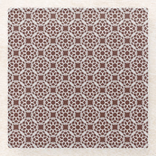 Brown White Geometric Seamless Pattern Glass Coaster