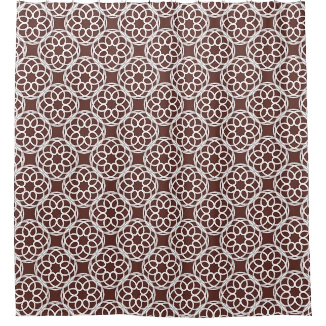 Brown White Geometric Seamless Pattern Shower Curtain (Front)