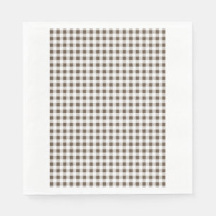 Brown White Gingham Pattern Napkin