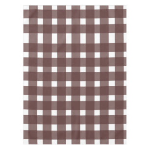 Brown White Gingham Pattern Tablecloth