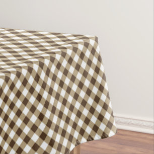 Brown White Gingham  Tablecloth
