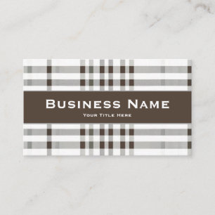 Brown, White & Grey Plaid Professional Business Card