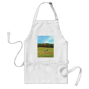 Brown & White horse,autumn trees,blue sky Standard Apron