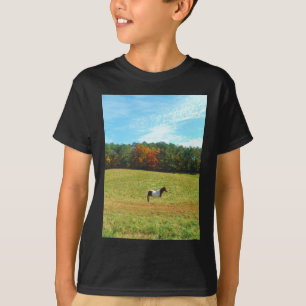Brown & White horse,autumn trees,blue sky T-Shirt